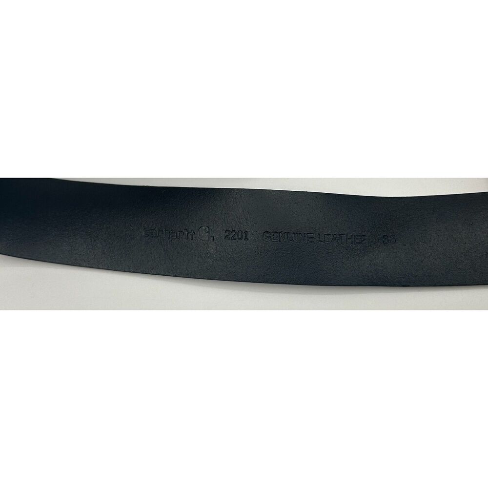 Men's Carhartt 38” Black Leather Belt W Logo Stitching Heavy Duty - Picture 3 of 6